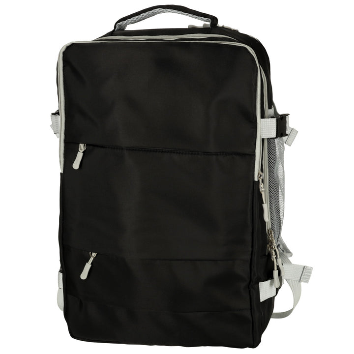 Rucsac de calatorie avion, Zola, dimensiune ajustabila 45 x 16 x 28 cm, bagaj de mana, unisex, laptop, multifunctional, impermiabil, port USB, sistem agatare pe troler, compartiment incaltaminte, inta