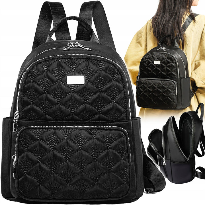 Rucsac dama, Zola, 2 compartimente, buzunare, sistem prindere pe troler, 30 x 28 x 14 cm, negru