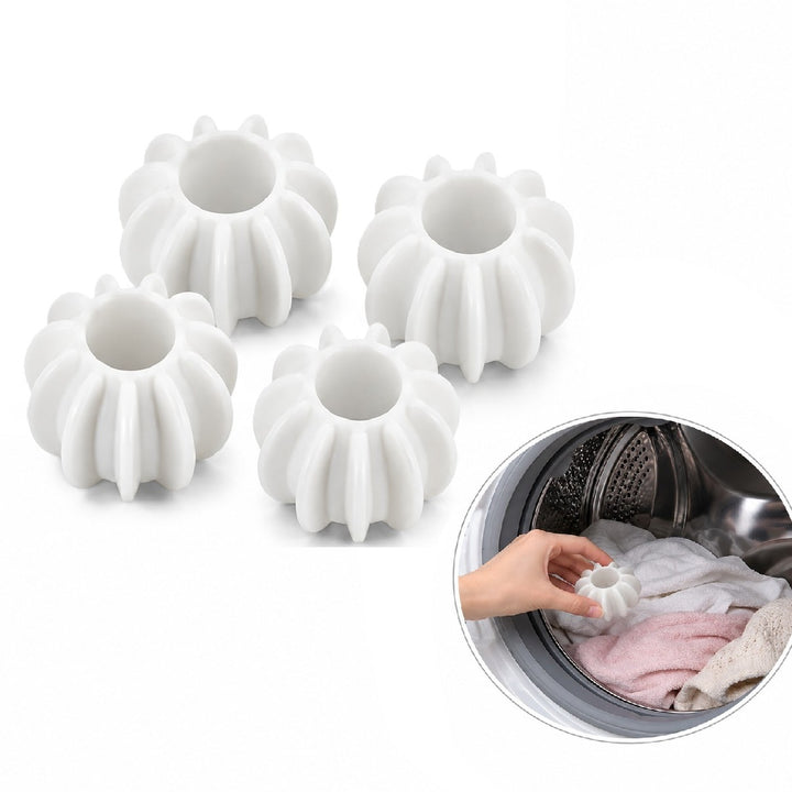 Set 4 mingi magice pentru indepartarea parului/scamelor de pe rufe, Zola®,  PVC, 4x2.5 cm, alb