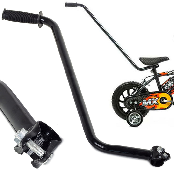 Bara cu maner ghid, Zola®, pentru invatarea mersului pe bicicleta, din otel, universala, neagra, maner antiderapant