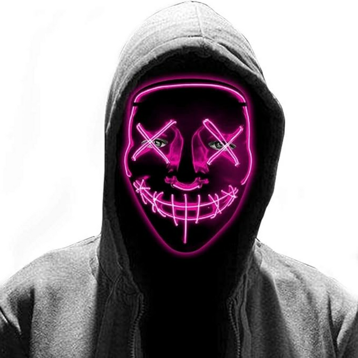 Masca Halloween, Zola®, neagra cu leduri roz