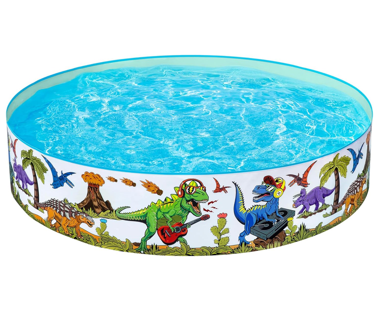 Piscina cu perete rigid model dinozauri muzicieni, Bestway, 1.83 x 0.38 m, perete din PVC, podea de vinil