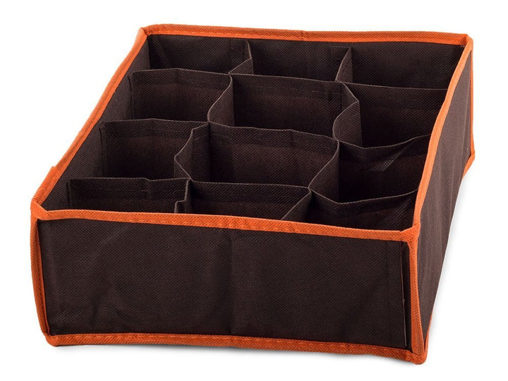 Organizator de sertare, Zola®, pentru sosete si lenjerie intima, cu 12 separeuri, maro/portocaliu, 30x24x10 cm