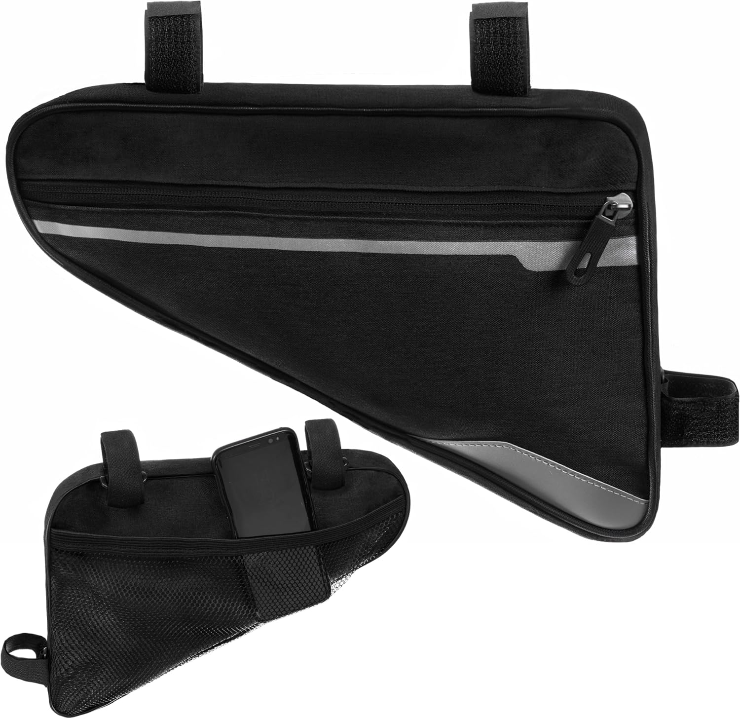 Geanta de bicicleta, Zola®, triunghiulara, prindere pe cadru, neagra, fixare velcro, 21x35x4 cm