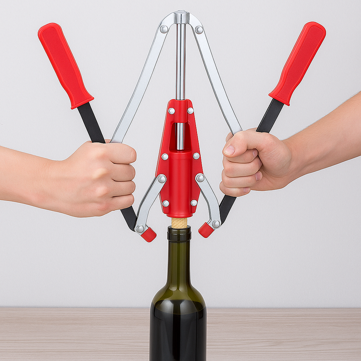 Dopuitor manual pentru imbuteliere, Zola,  doua brate, metalic, 33 x 26 x 4 cm, rosu/negru