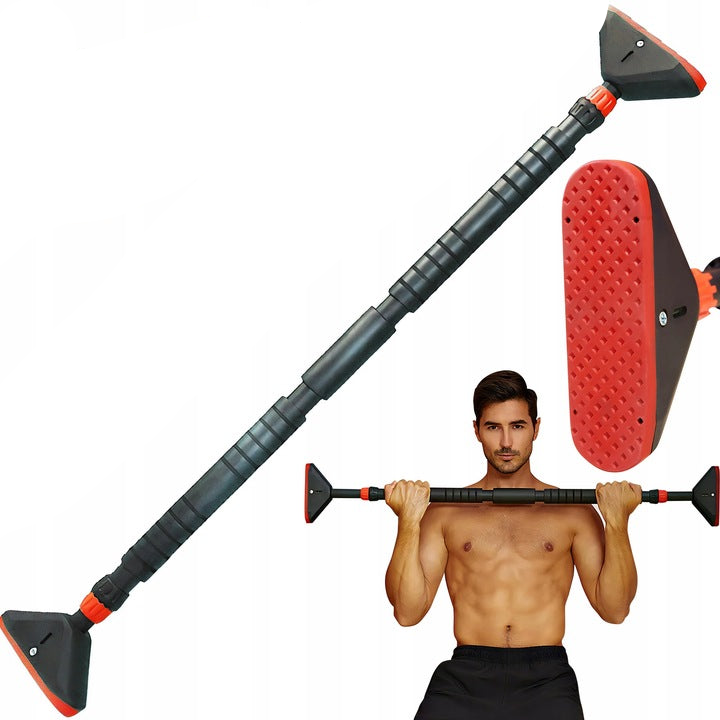 Bara de tractiune pentru tocul usii, Zola, telescopica, 73 - 100 cm, maner anti-alunecare, greutate suportata 180 kg, otel, plastic, negru/rosu