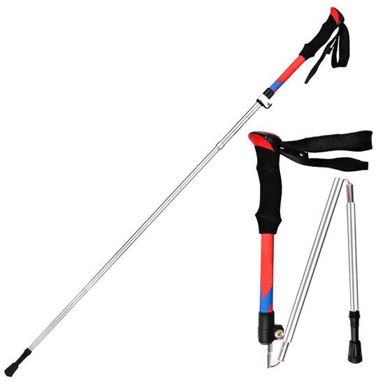 Bat pentru trekking, Zola, lungime reglabila 107-127 cm, din aluminiu, rosu