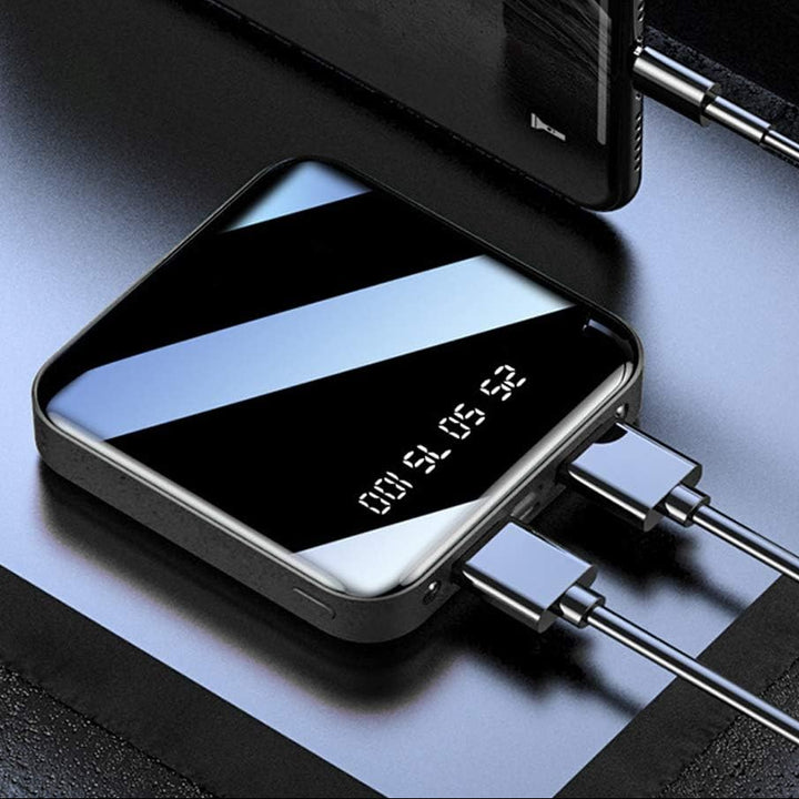 Baterie externa, Zola, 4800 mAh, 5V, lanterna LED, microUSB, USB-C, 2 x USB A, LCD,  8 x 8 x 2.3 cm, neagra