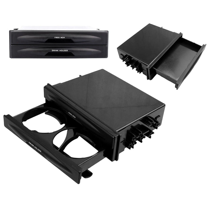 Suport auto pentru bauturi, Zola®, cu 2 locuri pentru pahare, instalare simpla, din plastic, negru, 17.3x4.8 cm