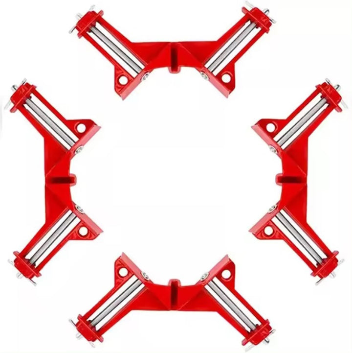 Set 4 cleme unghiulare pentru tamplarie, Zola, metalice, unghi de 90 grade, 75x15 mm, rosu