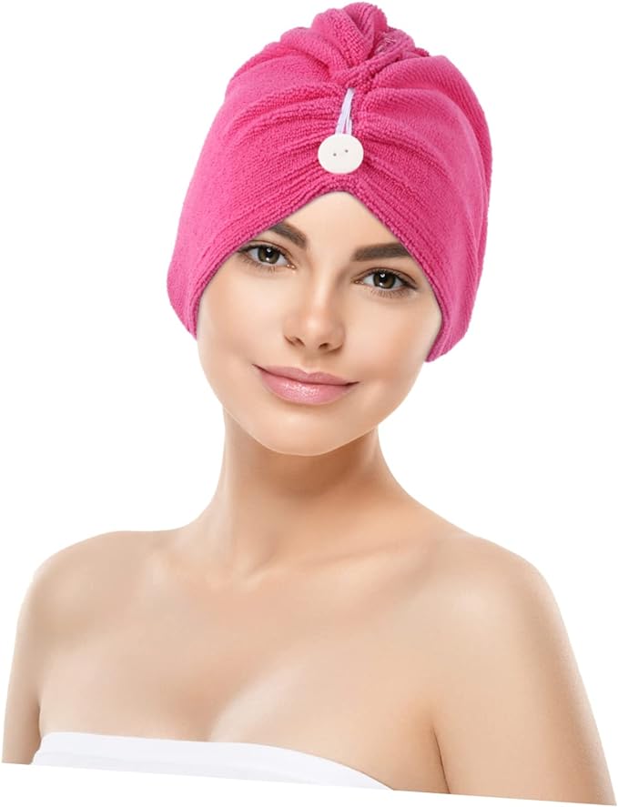 Prosop turban, Zola®, uscare rapida, din microfibra, 55x22 cm, roz aprins