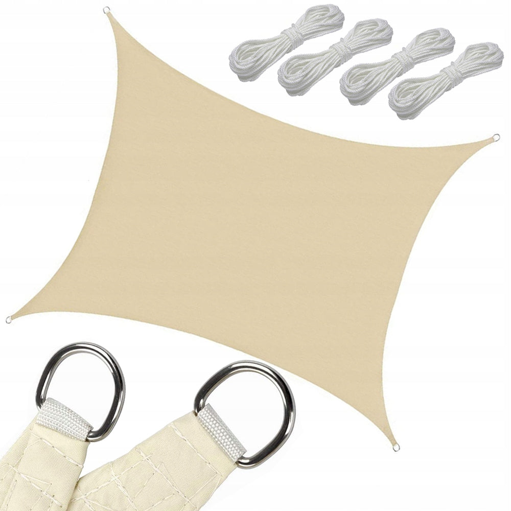 Copertina impermeabila pentru soare, Zola®, multifunctionala, dreptunghiulara, crem, cu agatatoare, 3X4 M