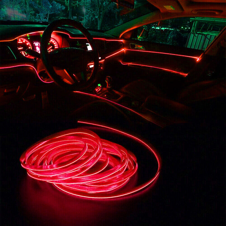 Banda LED pentru  masini, Zola®, lumina ambientala, 12 V, include cablu cu mufa USB si bricheta auto, lungime 3M, rosie