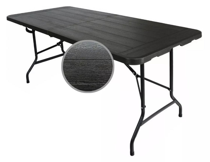 Masa pliabila, Zola®, blat HDPE / cadru din otel acoperit cu pulbere, 180x74x74 cm, pentru camping sau gradina, neagra