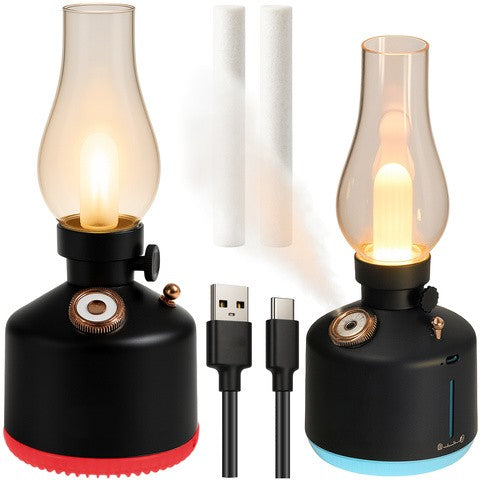 Lampa LED RGB 2 in 1 cu difuzor aromaterapie, Zola, model retro, rezervor 280 ml, 3 moduri functionare, 22 x 9.5 cm, neagra