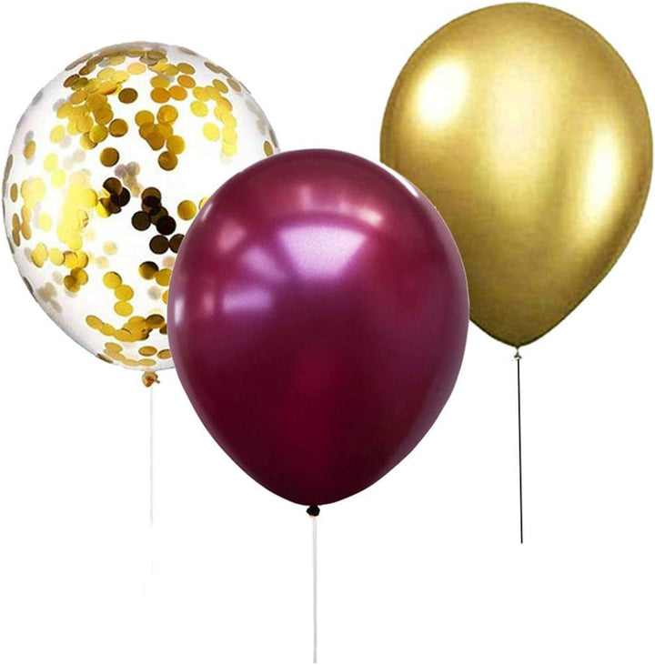 Set 103 baloane metalizate, Zola, aurii, roz, albe, cu confetti, diametru 27 cm, din latex compatibile cu aer si heliu