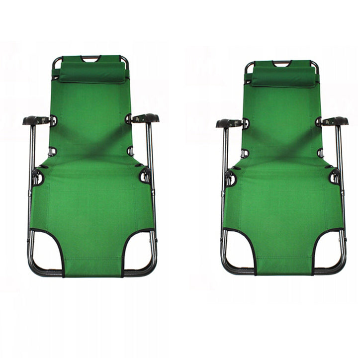 Set 2 Sezlonguri pliabile, Zola®, cu pernuta, reglabile in 3 pozitii, verde