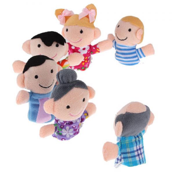 Set marionete pentru degete, Zola®,6 bucati, textile, familie draguta, diametru 3 cm