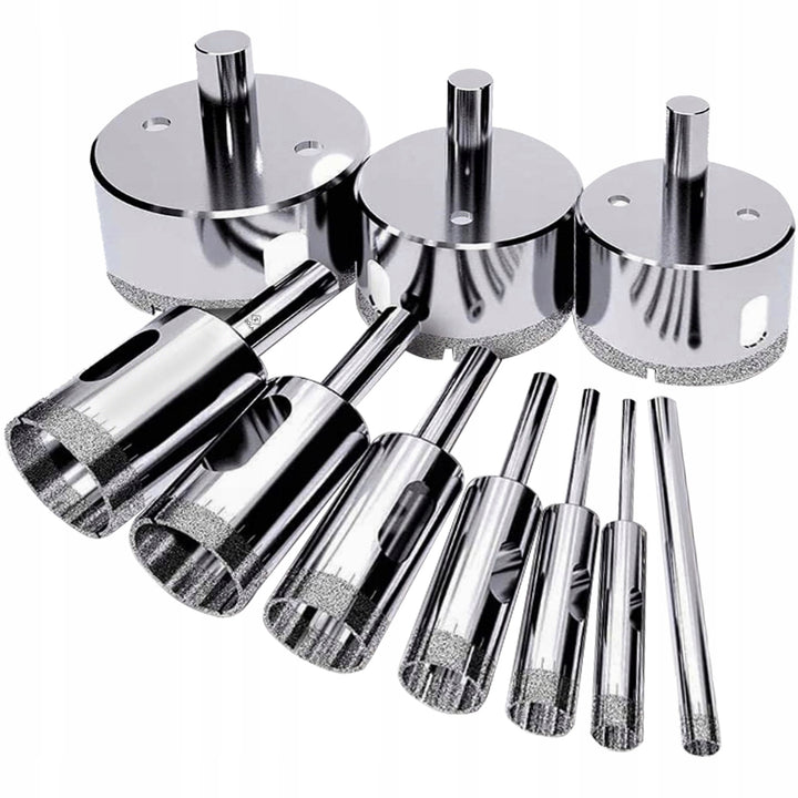 Set 10 carote diamantate  pentru placi ceramice sau piatra, Zola®,  dimensiuni 6 mm, 8 mm, 10 mm, 16 mm, 20 mm, 28 mm, 35 mm, 45 mm, 50 mm si 68 mm