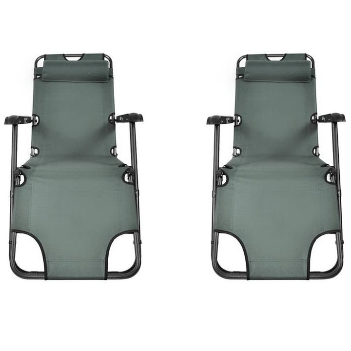 Set 2 Sezlonguri pliabile, Zola®, cu pernuta, reglabile in 3 pozitii, gri