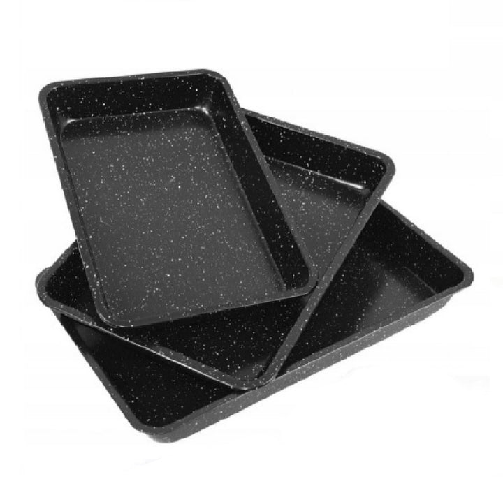 Set 3 tavi pentru copt, Zola®, dreptunghiulare, negre, marimi diferite, antiderapante