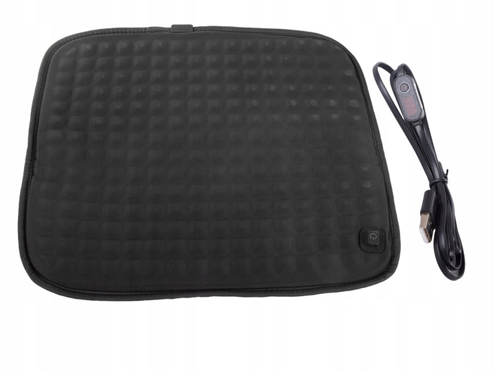 Perna insertie gel cu incalzire pentru scaun, Zola, 5 trepte de incalzire, regulator inteligent de temperatura, alimentat USB, 44x38,5 cm, negru