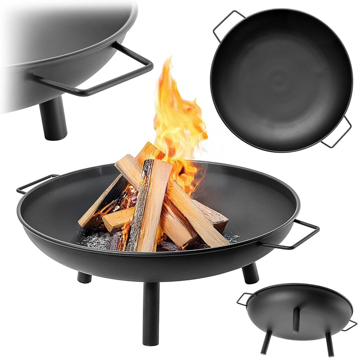 Semineu exterior de gradina si terasa, Zola, diametru 68 cm, vatra de foc, structura din otel, manere laterale pentru transport, inaltime 23 cm, negru