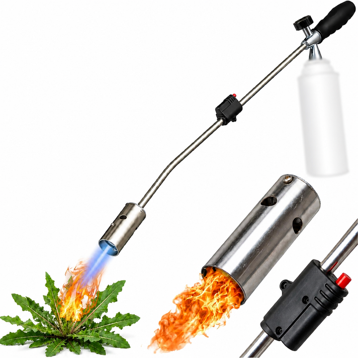 Arzator de gradina pentru buruieni, Zola, 80 cm, compatibil cartus gaz, 80 g/h, temperatura pana la 1300°C, reglare flacara, aprindere piezo