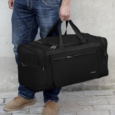 Geanta multifunctionala de voiaj, Zola, 70 l, curea de mana si de umar, ideala pentru avion,  nailon, impermeabila,  70 x 29 x 32 cm, neagra