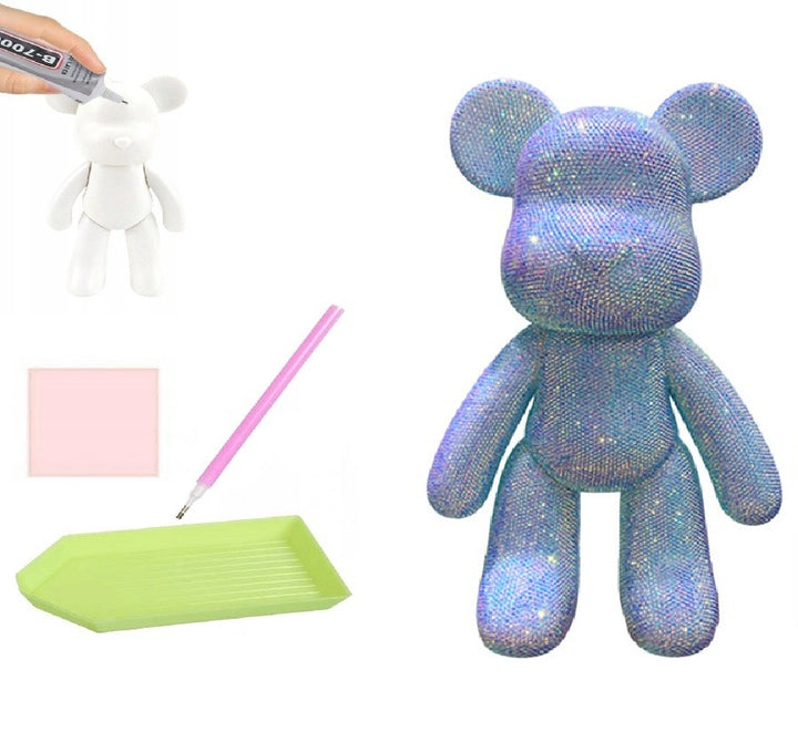 Set creativ cu diamante, Zola, ursulet 3D, accesorii incluse, 33 x 51 cm, albastru