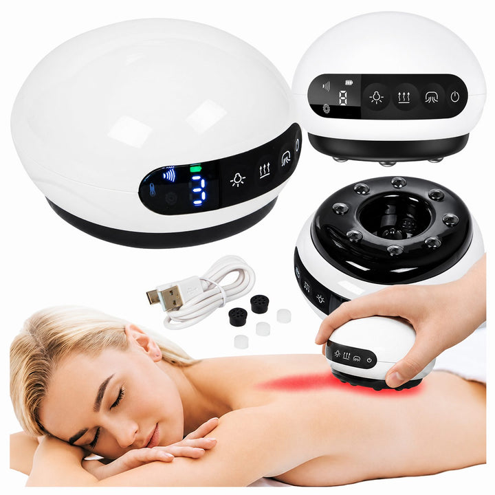 Aparat de masaj cu vacuum, Zola, anticelulitic, 5 trepte aspiratie, incalzire 38/41/44°C, 8 LED-uri lumina rosie, 8 puncte magnetice, USB-C, alb