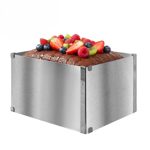 Forma tort reglabila, Zola, patrata/dreptunghiulara, 20-38 x 24-45 cm, inaltime 15 cm, otel inoxidabil, fara fund, argintiu