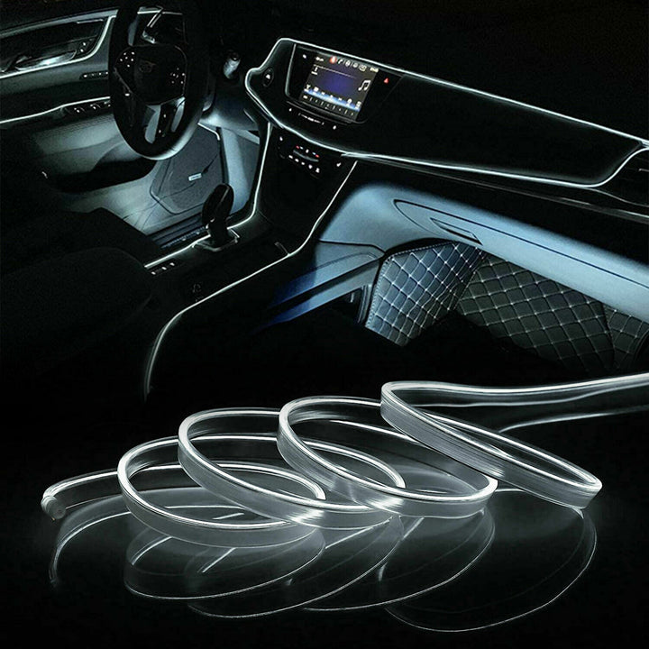Banda LED pentru  masini, Zola®, lumina ambientala, 12 V, include cablu cu mufa USB si bricheta auto, lungime 5M, alb