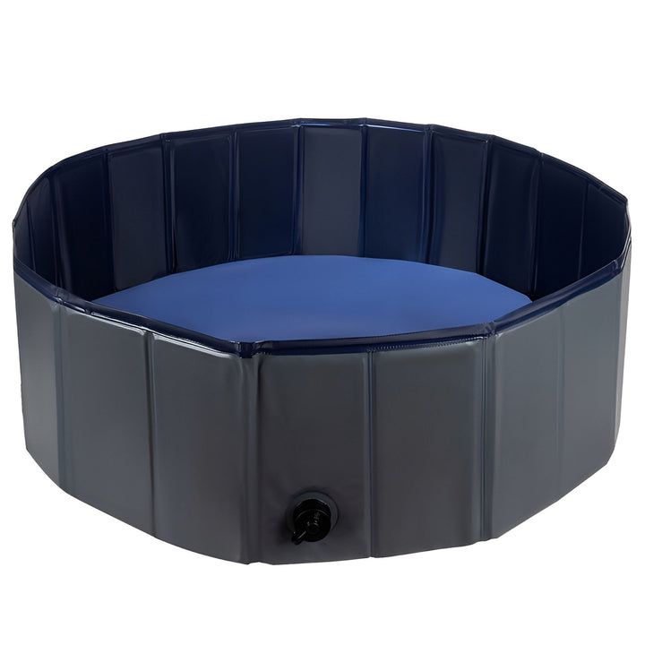 Piscina pliabila pentru animale de companie, Zola®, peretii laterali din materiale solide, 100x30 cm, gri