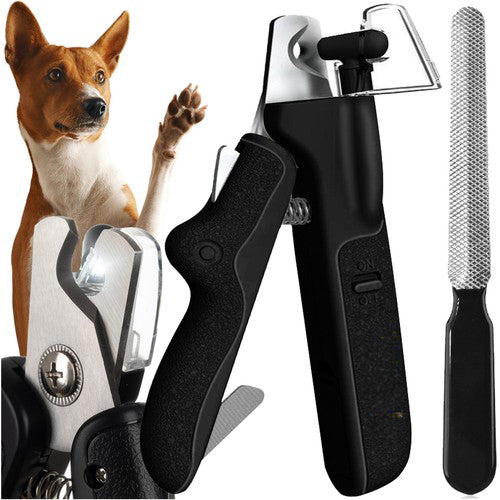 Set cleste si pila de unghii pentru animale, Zola®, cu LED, maner antiderapant si ergonomic, buton ON/OFF, 15 x 2.5 x 5.5 cm