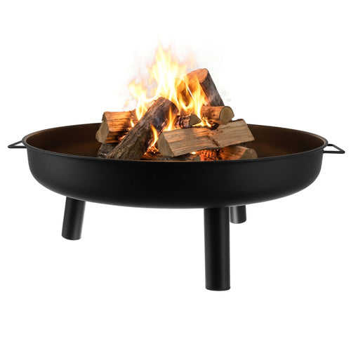 Semineu exterior de gradina si terasa, Zola, vatra de foc, diametru 80 cm, structura din fier, manere laterale transport, 89 x 32 cm, negru