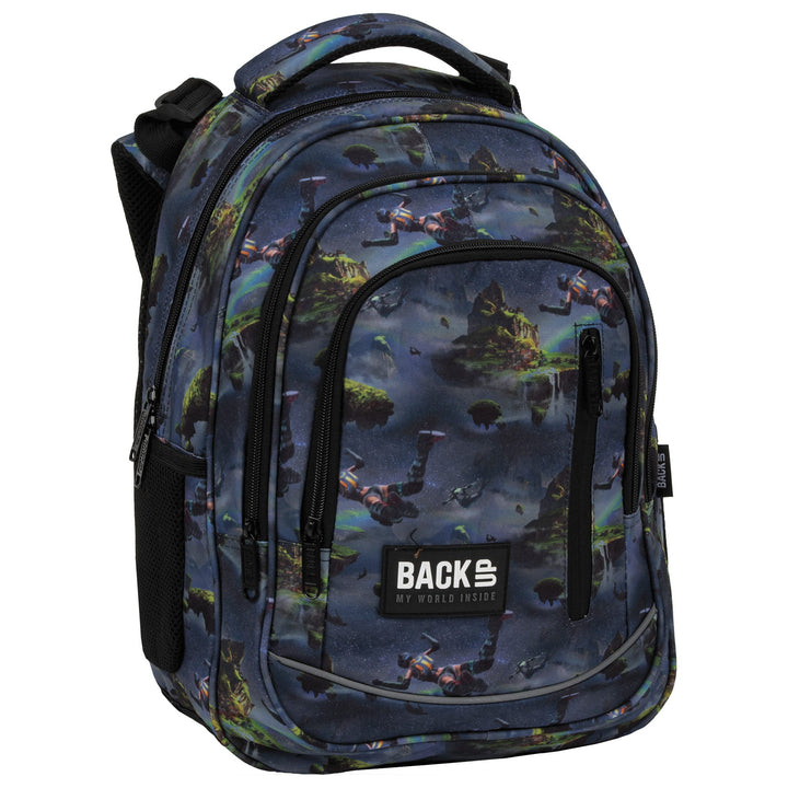 Ghiozdan scolar ergonomic, Zola, compartimente multiple, 2 buzunare, 39 x 27 x 20 cm, elemente reflectorizante, model Fortnite