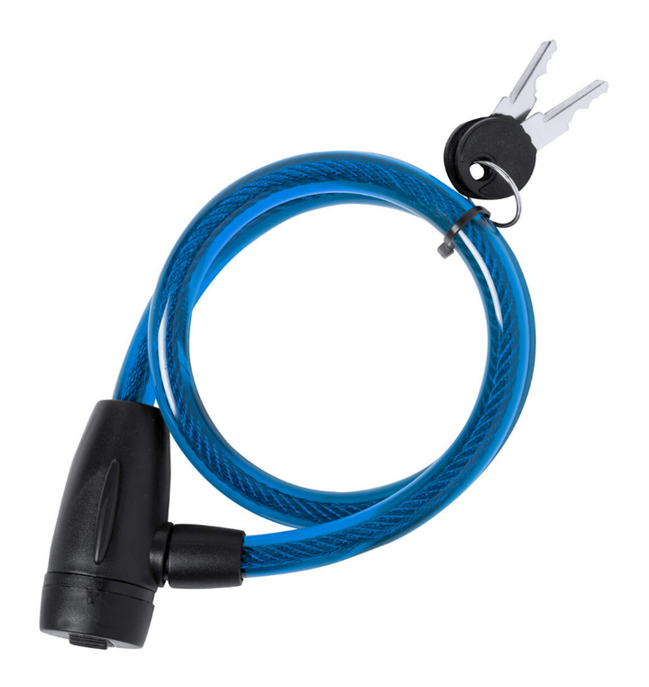 Antifurt bicicleta, Zola®, otel inoxidabil imbracat in silicon, 2 chei, 100 cm, albastru