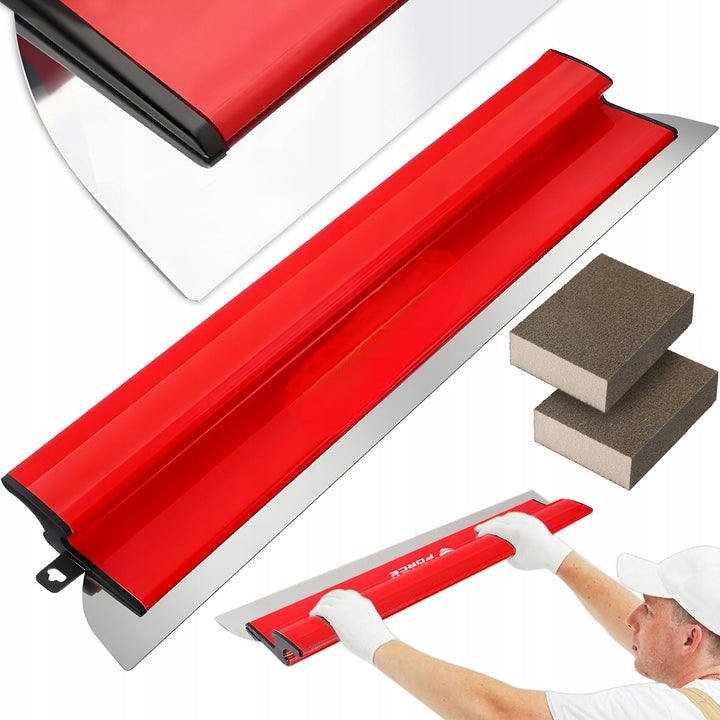 Set gletiera si 2 bureti abrazivi, Zola, lungime 60 cm, lama interschimbabila, 0.3 mm, otel inoxidabi, rosie