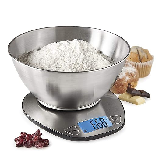 Cantar de bucatarie de precizie 1 g cu bol, Zola®, electronic, functie de tara, inox, 5000x1 g