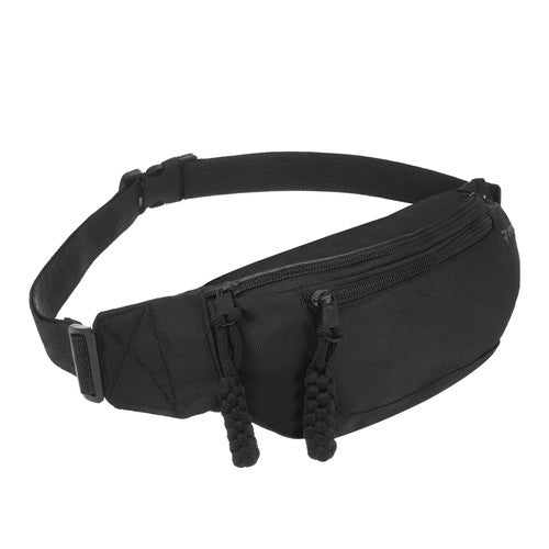 Borseta sport de talie unisex, Zola, 2 compartimente cu fermoar, curea reglabila 90-130 cm, material Oxford,neagra