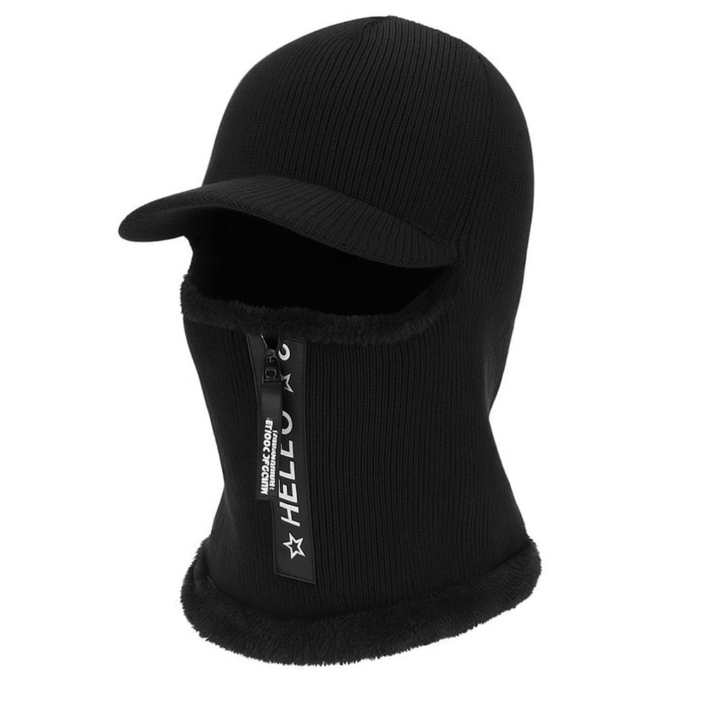 Cagula cu fermoar si cozoroc, Zola, marime universala, captuseala pufoasa, poliester, neagra