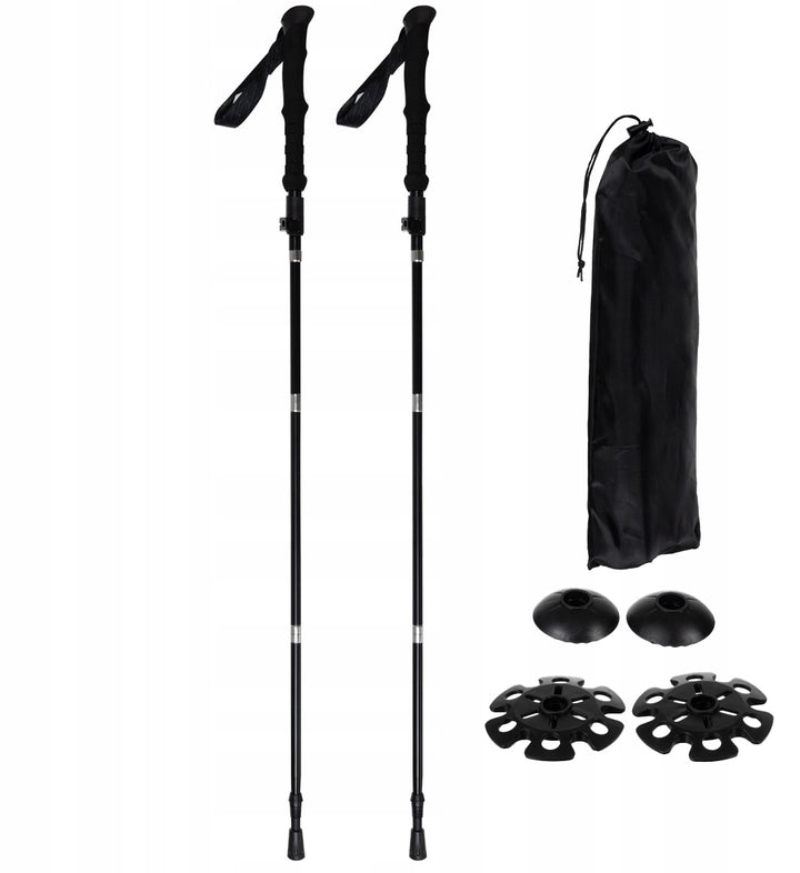 Set bete pentru trekking si accesorii,Zola®, lungime reglabila 110 - 130 cm, aliaj de aluminiu, maner ergonomic, negru