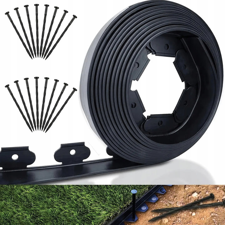 Kit bordura gazon, Zola, 30 ancore incluse, polipropilena, latime 5 cm, lungime 10 m, negru