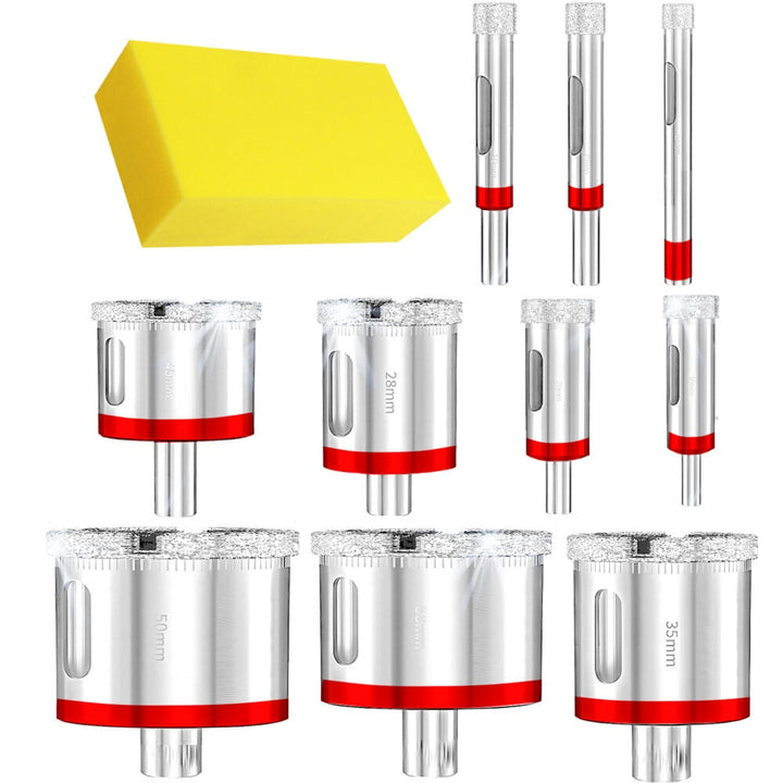 Set 10 carote diamantate si burete, Zola, diametru 6-68 mm, 2000 rpm, pentru gaurirea materiaelor dure