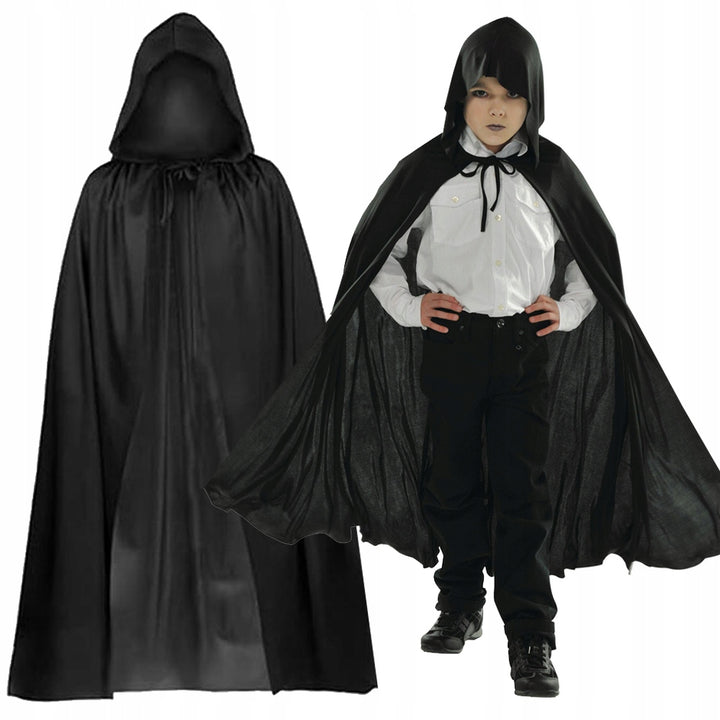 Pelerina  cu gluga carnaval pentru copii, Zola®, Halloween, vampir, vrajitor, unisex, marimea universala,  neagra