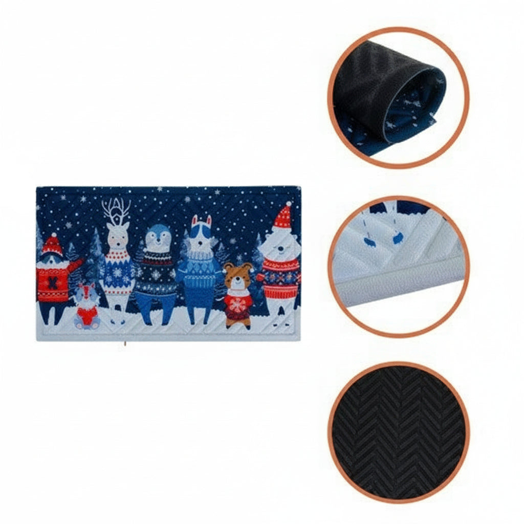 Covoras de intrare, Zola, 75 x 45 cm, model festiv cu animale, multicolor