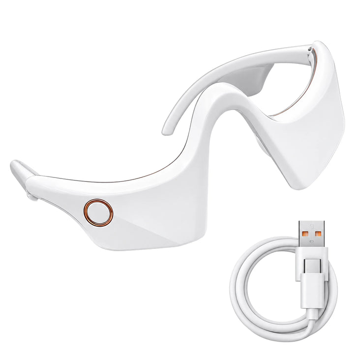 Aparat de masaj pentru ochi, Zola, compresa calda/rece, vibratii, varfuri metalice, incarcare USB-C, baterie 300 mAh, alb