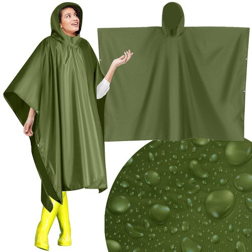 Pelerina de ploaie cu gluga, Zola®, oversize, poliester impermeabila, lungime totala 127 x 100 cm, verde