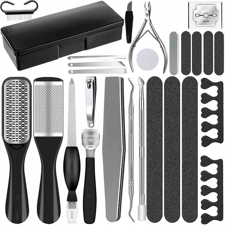Set pedichiura, Zola®, 26 piese, pila de unghii, pila de calcaie, unghiera si alte accesorii, negru
